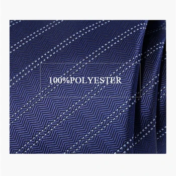 Visoka Kakovost 2021 Oblikovalci blagovna Znamka Modnih Neckties Poslovnih 8 cm Trak Globoko Modro Poliester Svile Vezi za Moške Obleko Obleko šatulji