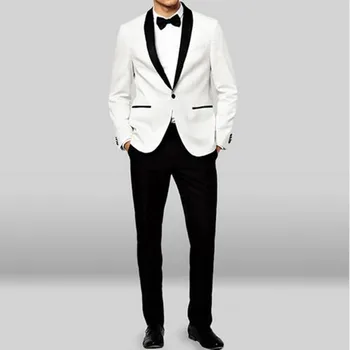 Visoka Kakovost Poroka Obleke za Moške Šal River Moške Obleke Groomsmen Tuxedos Paom Stranka Obleko, Ženin Jopičem (suknjič+hlače)