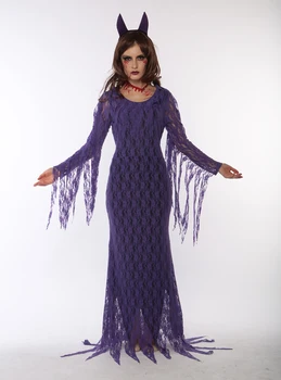Vroče Prodaje Demon Kraljica Kostum Brezplačna Dostava 3S1701 Halloween Vijolično Hudič Kostumi Za Ženske
