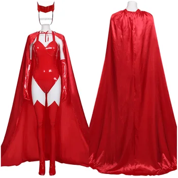 Wanda Vizijo Seksi Wanda Maximoff Scarlet Čarovnica Cosplay Kostum Rdeče Ogrinjalo Cape Enotno Obleko Obleko Za Ženske