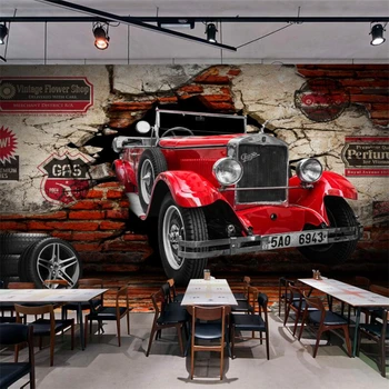 Wellyu ozadje po Meri papier peint zidana 3d 3D retro klasičen avto avto je zdrobljen steno restavracija restavracija v ozadju stene