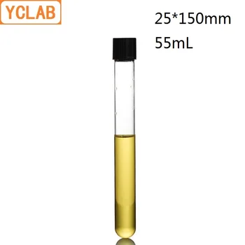 YCLAB 25*150mm Epruveto, 55mL Vijak Usta s Črno PF Skp Borosilicate 3.3 Steklo, Odpornost na Visoke Temperature