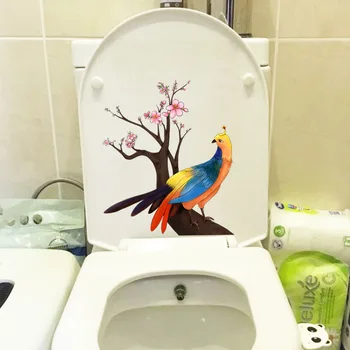 YOJA 20.6X24.6CM Beautiful Bird BedRoom Home Decor Wall Decal Toilet Sticker T3-1223