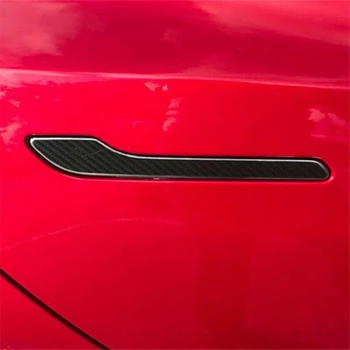 Za Tesla Model-3 Avto Ogljikovih Vlaken Nalepke Tesla 3 Zunanji Ročaj iz Ogljikovih Vlaken Nalepke 4Pcs