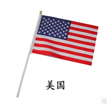 ZDA Ročno Zastavo Nacionalni Ročno Zastavo, 14*21 cm Poliester majhnosti Flying Banner po Meri Ročno zastavo, Ameriški