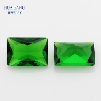 Zelena Barva Pravokotnika Obliko Cut Svoboden Steklene Kroglice Sintetičnih Gems Za Nakit, Velikost 2x3~12x16mm Brezplačna Dostava