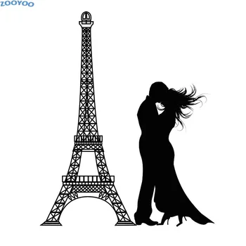 ZOOYOO Ljubitelje Poljubljanje V Eifflov Stolp Stenske Nalepke Romantično Doma Dekor Parizu vinilna Dom Dekoracija dodatna Oprema