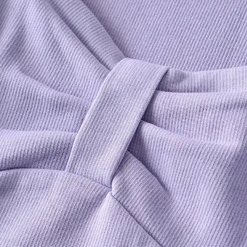 ZRN Ženske 2020 Moda Kvadratnih Vratu Bluzo Letnik Lok Pleating Pletena Kratka Majica 4 barve, Dolg Rokav Ženska Elegantna Vrhovi
