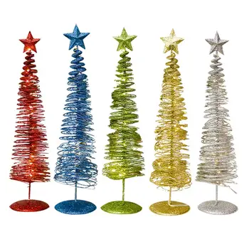 Žareče Božično Drevo Obliko Ornament Inovativnih Navijanje Luči Metal Xmas Party Doma, Poroka, božični okraski za dom