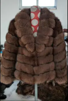 Ženske zimske pravi lisica krzno plašč kratek načrt obleko ovratnik krznena jakna ženska vrhnja oblačila
