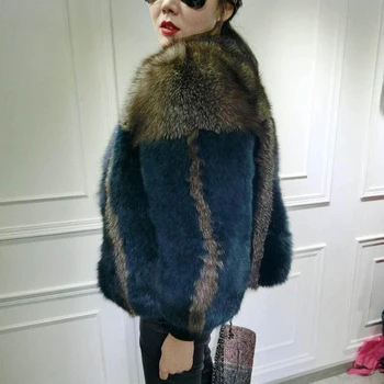 Ženske zimske pravi srebrna lisica krzno krzno plašč jakna ženska kratka oddelek Slim tanek anti-sezona potrditev moda vrhnja oblačila