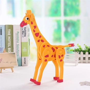 Živali Model Fant DIY Sestavljene Puzzle Igrača Žirafa Pene Model 3D Sestavljanke Jigsaw Baby otroška Izobraževalna Igrača