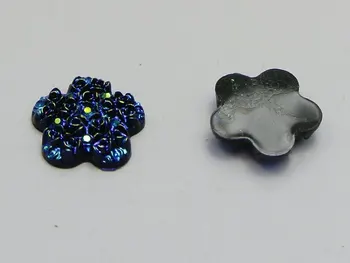 100 Globoko Modro Cvetlični Akril Flatback Cvet Cabochons 11 mm DIY Okraskov