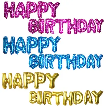 16-Inch Happy Birthday Pismo Aluminija Film, Balonom, Rojstni Dan Dekoracijo Pismo Nastavite Okrašena Z Balonom