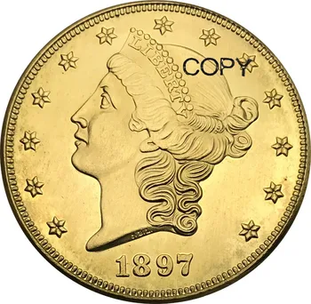 1897 1897 s Združenih državah amerike 20 Dolarjev Svobode Glavo Dvojni Orel z geslom DVAJSET DOLARJEV Medenina Kovinski Kopijo Kovancev
