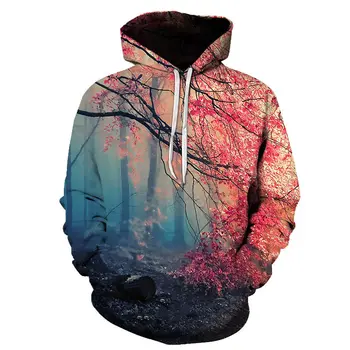 2020 nove Naravne krajine moški puloverji s kapuco 3D tiskanja drevo plevel Sweatshirts moda prostem Hoodies neznancu, kar prevelik hoody
