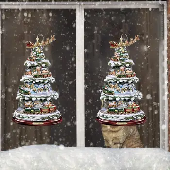 20x30cm Božično Drevo Stekla Predstavitev Doma Dekor Nepremočljiva Steno Kristalno Nalepko Okno Nalepke Odstranljive Počitnice DIY Dnevna Soba