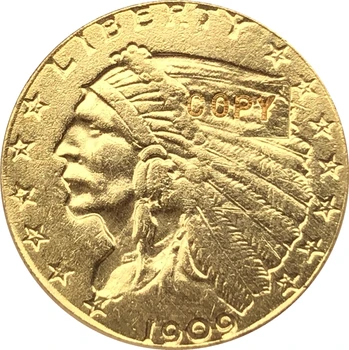 24-K pozlačen 1909-S $5 ZLATA Indijski Pol Orel Kovanec Kopijo Brezplačna dostava