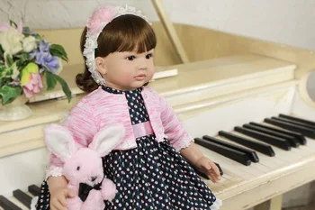 24 palca Silikonski Prerojeni Baby Doll Igrače Za Otroke Vinil Malčka Princesa Dekleta Dojenčkov ročno Otroci Darilo za Rojstni dan Igra Hiša