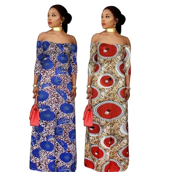 Afriške Obleke Za Ženske Nagibanje Rami Obleko Dashiki Tiskanja Afriške Bogato Bazin Dolge Obleke Maxi Plus Velikost Oblačila DT2807