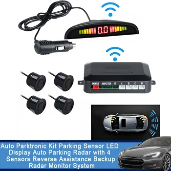 Auto Parktronic Kit Parkirni Senzor LED Zaslon Samodejno Parkiranje Radar s 4 Senzorji Povratne Pomoči Backup Radarski Zaslon Sistem