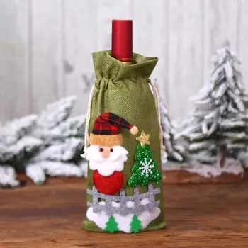 Božič Santa Claus Snežaka Vina, Steklenico Kritje Okras Kuhinje, za Novo Leto, Božič Večerjo D5BD