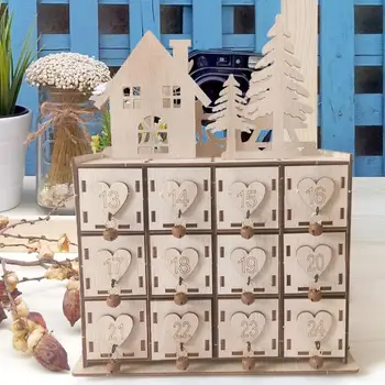 Božični Koledar Škatla za Shranjevanje Leseni Nakit, Ličila Polje manjše izdelke za Shranjevanje Polje Božično Dekoracijo za Dom Ornament