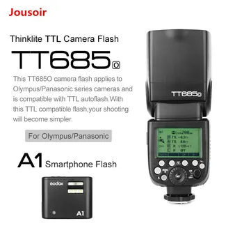 Brezplačno DHL Godox TT685O HSS TTL Flash z Godox A1 Flash Telefon Speedlite Vgrajen X1 Sistem za Olympus za iPhone 7 7s CD50