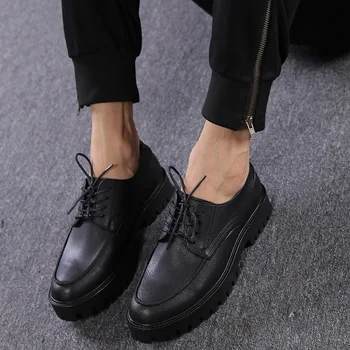 Britanski Stil Moški Čevlji Classic Usnja Oxfords Poslovnih Luksuzni Moških Priložnostne Čevlji Povečanje Non-slip Loafers Letnik Oxfords K5-86