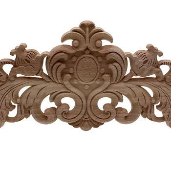 Carving Naravnega Lesa Appliques Za Pohištvo Omara Unpainted Leseni Ornamenti Nalepko Letnik Home Decor Dekorativna