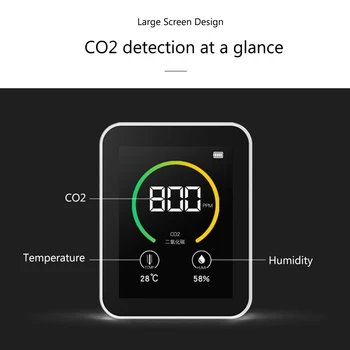 CO2 Kakovosti Zraka Monitor Plina Tester Detektor Analyzer Ogljikovega Dioksida Meter 400-5000PPM z Temperatura Vlažnost Zaslon