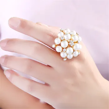 CRLEY moda prilagodite imitacije pearl prst obroči edinstveno razkošje nove luštna punca darilo cz cirkon poroko zaročni prstan za ženske