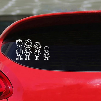 CS-1829# oče, mama, hči in sin 2 smešno vinil avto nalepke, odsevni nepremočljiva več velikostih avto nalepke za avto avto