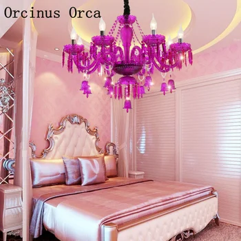 Evropski ustvarjalni vijolično sveča kristalni lestenec dnevna soba jedilnica spalnica Ameriški luksuznih LED barva kristalni lestenec