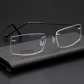 Kovinski Okvir Očal Moških Poslovni Slog Rimless Eye Glasses Kratkovidan Očala s Spomladanski Tečaji Nov Prihod
