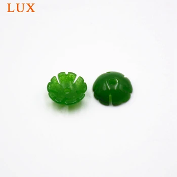 LUX Naravne zeleno cvet ročno izrezljane kristalni kamen kroglice čarobne gumbe za nakit, izdelava DIY kroglice jades skp