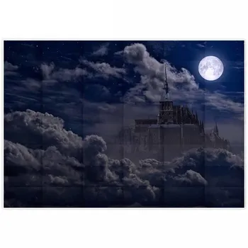 Lyavshi okolij za fotografije studio modro nebo, polno luno temno čarobni grad teror oblak Halloween ozadje photocall