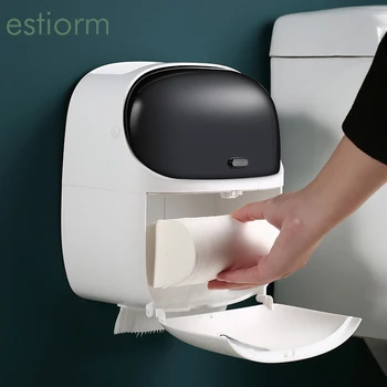 Nepremočljiva Toaletni Papir Držalo & Razpršilnik,Kopalnica Stenske Wc Roll Imetnik z Škatla za Shranjevanje,Tkiva Polje za steno, bela