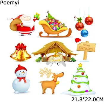 Poemyi Novi Santa Claus Železa na Obliži za Oblačila za Tisk na T-shirt Prenos Toplote Nalepke za Božični Dekor Obliž Aplicirano R