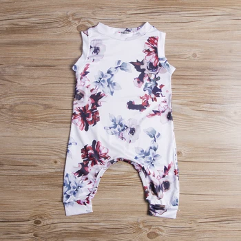 Pudcoco 2019 Novorojenčka Poletje otroci Oblačila Baby Toddler Fant Dekle Bombaž brez Rokavov Cvetlični Romper Jumpsuit Obleke Sunsuit