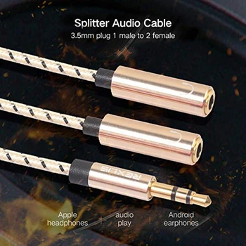 REXLIS(9.8 palca) 3,5 mm Dvojna Vtičnica za Slušalke Splitter Adapter, AUX Stereo Slušalke Čepkov Y o Split Kabel Združljiv w