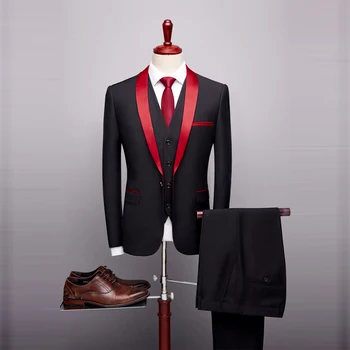 (Suknjič+Telovnik+Hlače) Obleke Moške 2018 visoke kakovosti Mens Priložnostne Obleke Slim Fit Moški Klasične Poslovne Obleke/Poročno Obleko Moški S-3XL