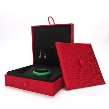 Ustvarjalne Rdeče Zaročni Prstan Za Neodvisno Nakit Set Embalaža Gift Box Brocade Gumb Za Ženske, Nakit Za Prikaz Predstavitev Prenosni