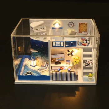 VKTECH Lutka Hiša Pohištvo DIY Model Miniature 3D Lesene Lutke Otrok Igrače za Otroke, Darila za Rojstni dan