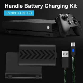 Za XboxOne S X Controller 1200mAh Polnilna Gamepad Baterijo, Polnilnik + 3M LED Žično Pleteni Kabel za Polnjenje
