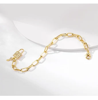 Zlato Moda Barva cz ključ za zaklepanje čar nastavljiv nakit zapestnica