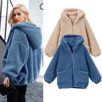Ženske imitacije jagnje jakna ženske hooded jesen in zimo, korejska različica divje debel krznen jakno velikosti svoboden jakna
