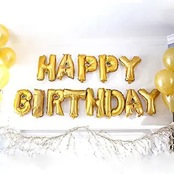 16-Inch Happy Birthday Pismo Aluminija Film, Balonom, Rojstni Dan Dekoracijo Pismo Nastavite Okrašena Z Balonom
