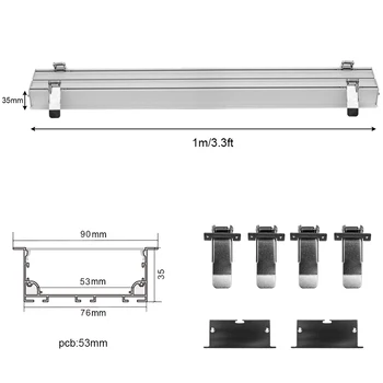 2 Paket 1M (3.3 FT) H7635Amm LED Aluminija Kanal, Komplet Srebrna Profil w/ Mlečno Kritje za Podometno Montažo Stropna ali Stenska Osvetlitev