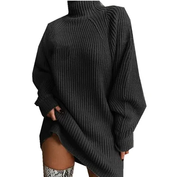 2020 Nov Padec Zimski ženski Pulover Turtleneck Long Sleeve Jopica Obleko Zimskih Oblačil Žensk Puloverji Obleko
